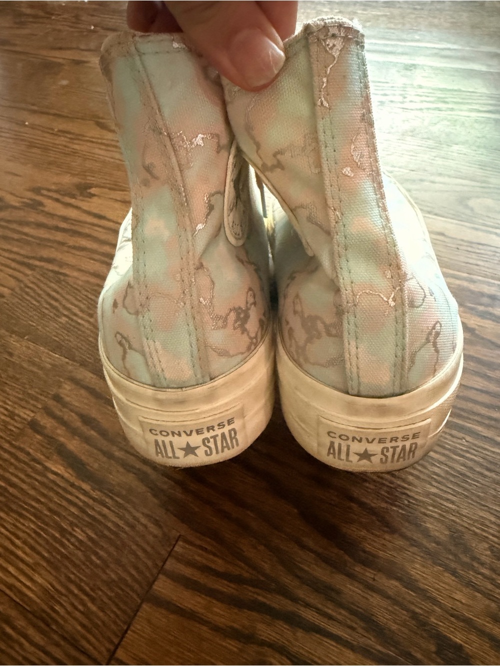 Converse High-Top Sneakers in Pastel Pink and Mint - Picture 4 of 5
